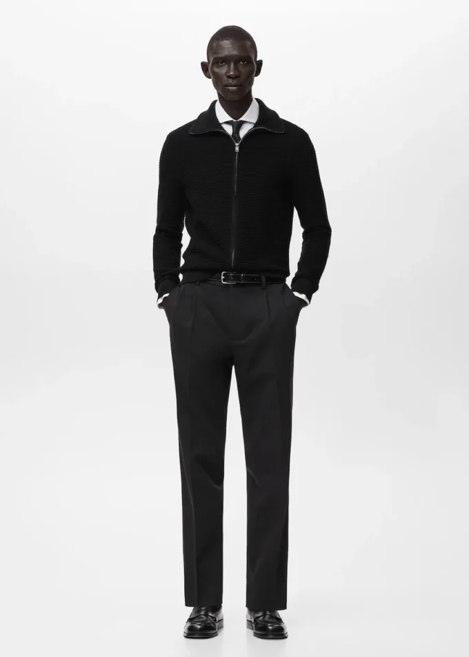 Cardigan strutturato in maglia con zip Cardigan strutturato in maglia con zip