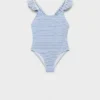 Costume da bagno a righe con volant Costume da bagno a righe con volant