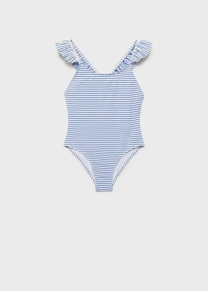 Costume da bagno a righe con volant Costume da bagno a righe con volant