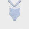 Costume da bagno a righe con volant Costume da bagno a righe con volant