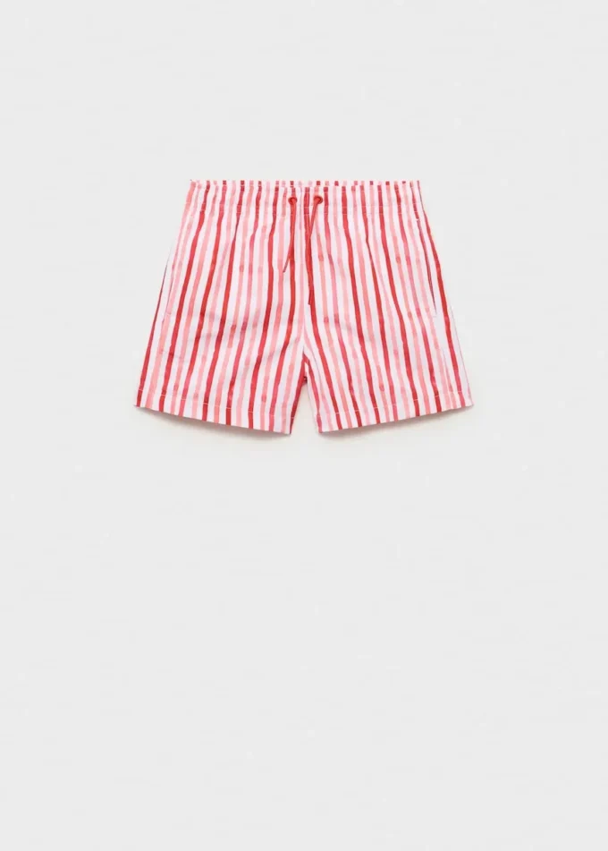 Costume da bagno con coulisse a righe Costume da bagno con coulisse a righe