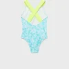 Costume da bagno stampato con scollo incrociato sulla schiena Costume da bagno stampato con scollo incrociato sulla schiena