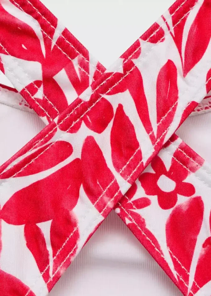 Costume da bagno stampato con scollo incrociato sulla schiena Costume da bagno stampato con scollo incrociato sulla schiena