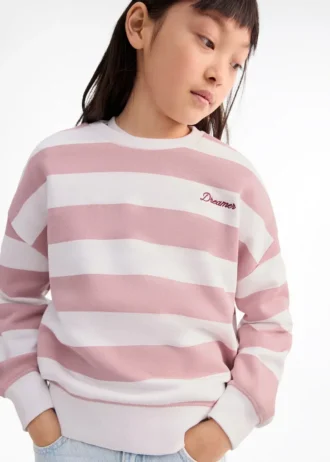 Felpa a righe con dettagli ricamati