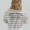 Felpa a righe con slogan stampato