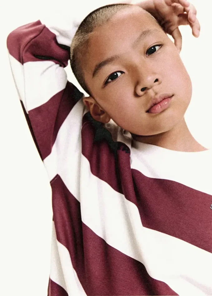 Felpa a righe in misto cotone