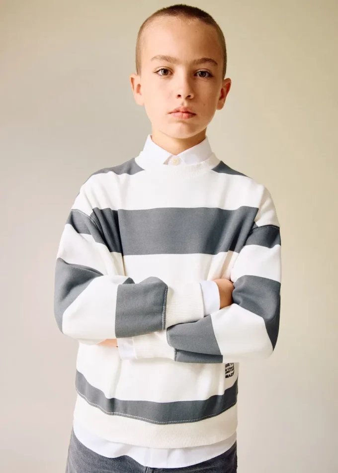 Felpa a righe in misto cotone