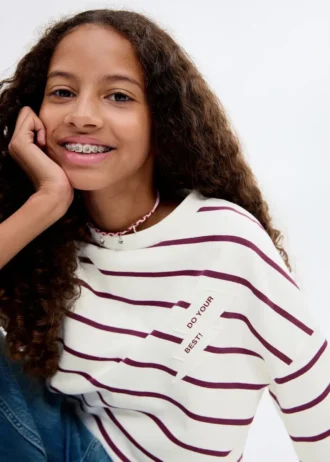 Felpa a righe ricamata