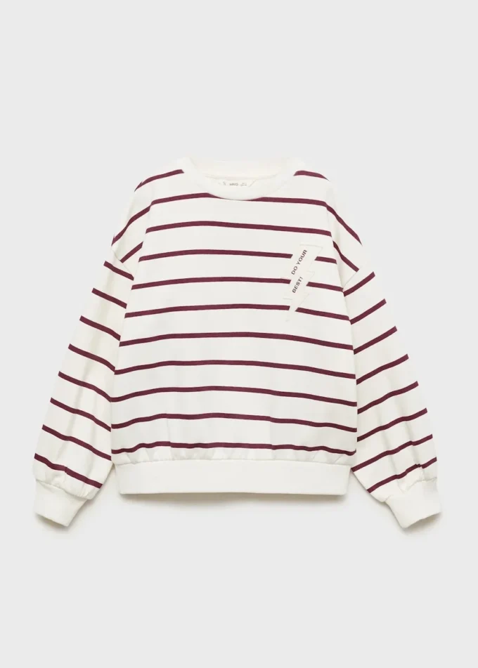 Felpa a righe ricamata