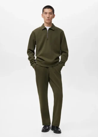 Felpa con collo alto e zip, vestibilità regolare