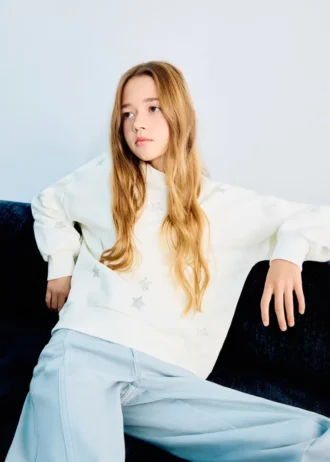 Felpa con stelle in strass