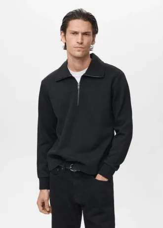 Felpa in cotone con collo con zip