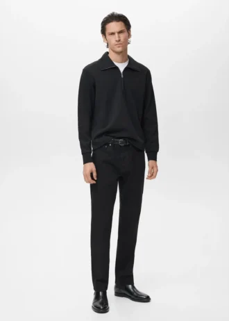 Felpa in cotone con collo con zip