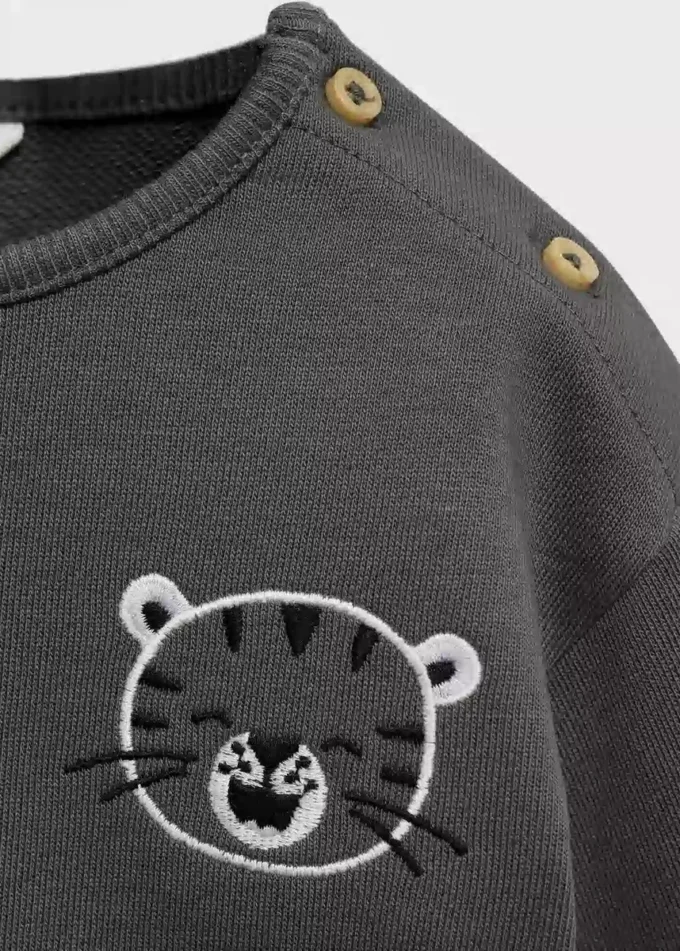 Felpa in cotone con dettaglio ricamato