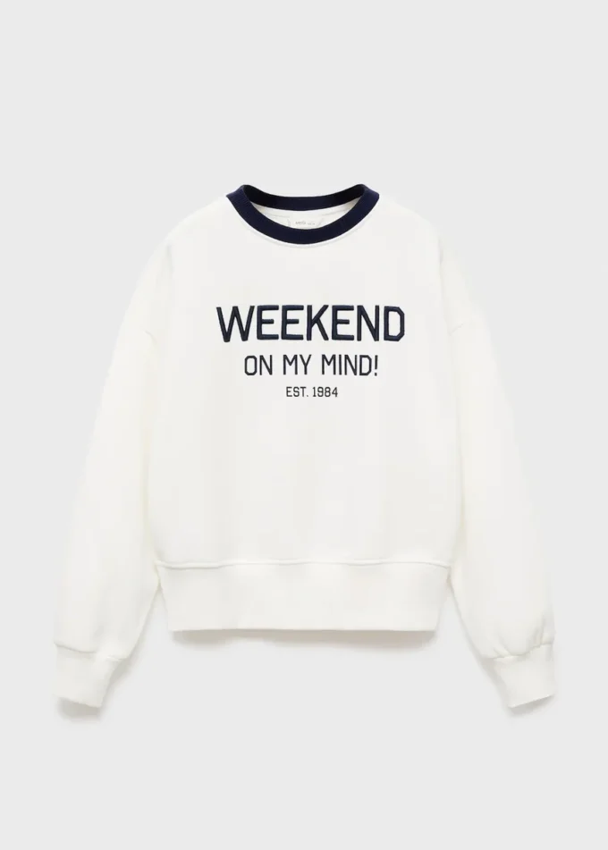 Felpa in cotone con dettaglio ricamato Felpa in cotone con dettaglio ricamato