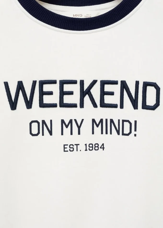 Felpa in cotone con dettaglio ricamato Felpa in cotone con dettaglio ricamato