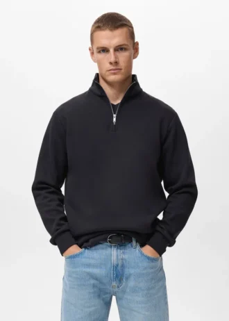 Felpa in cotone dalla vestibilità regolare con zip