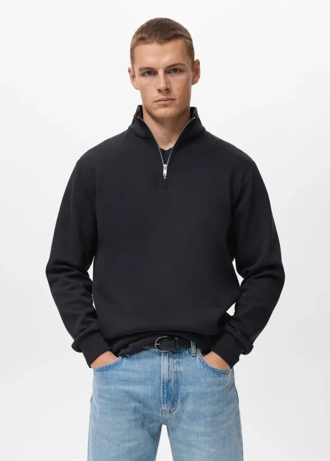 Felpa in cotone dalla vestibilità regolare con zip