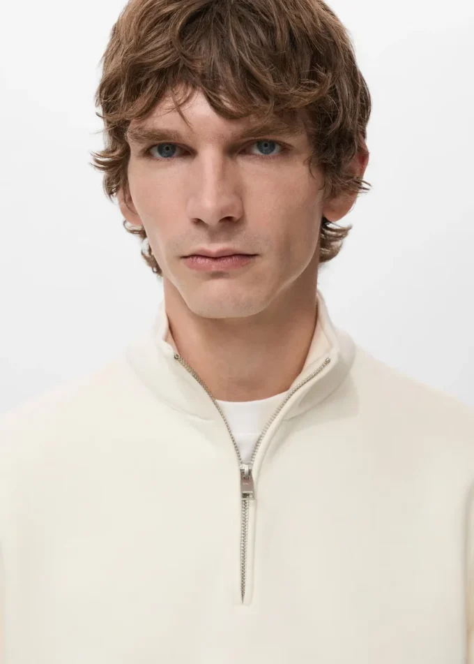 Felpa in cotone dalla vestibilità regolare con zip Felpa in cotone dalla vestibilità regolare con zip