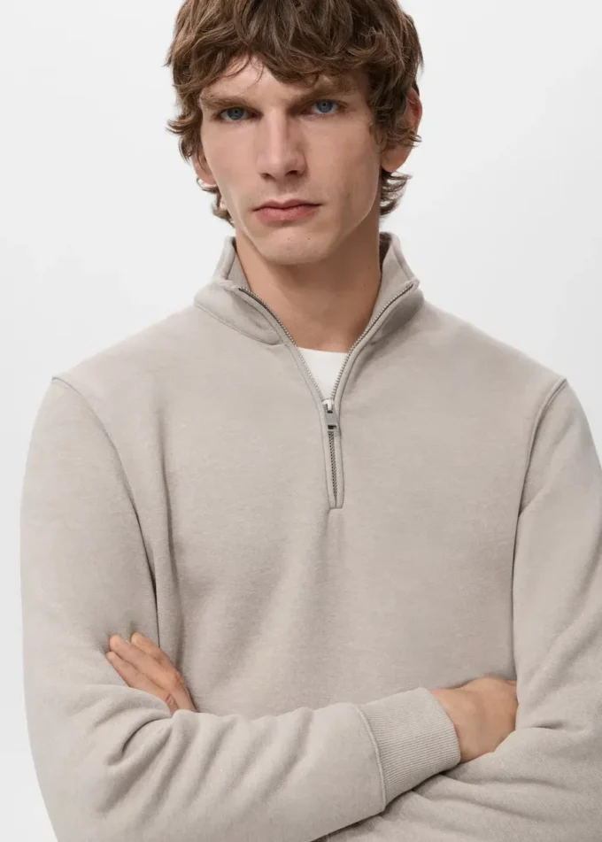 Felpa in cotone dalla vestibilità regolare con zip