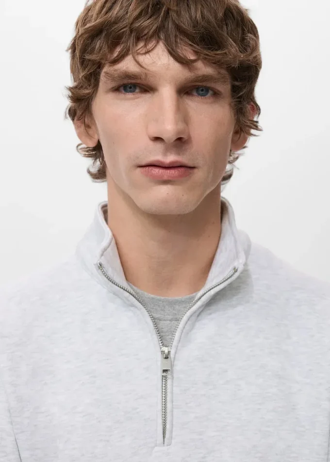 Felpa in cotone dalla vestibilità regolare con zip