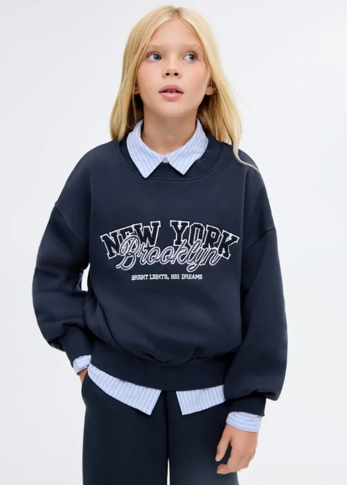 Felpa in cotone ricamata Felpa in cotone ricamata