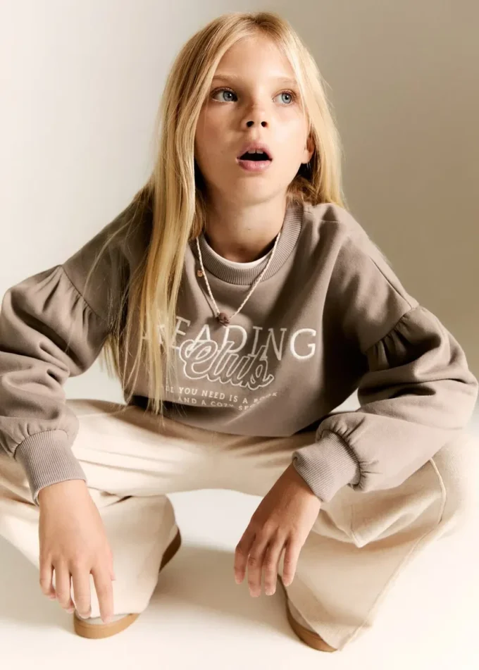 Felpa in cotone ricamata Felpa in cotone ricamata