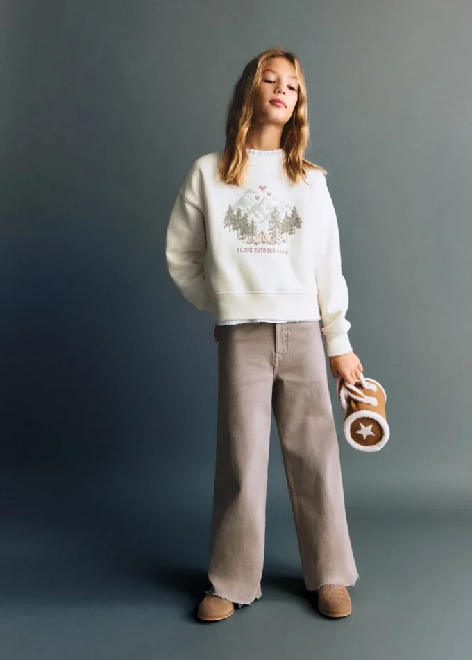 Felpa in cotone ricamata Felpa in cotone ricamata