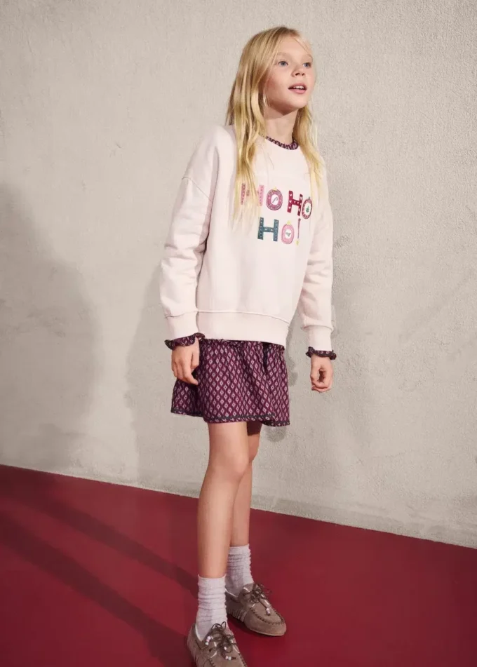 Felpa in cotone ricamata Felpa in cotone ricamata