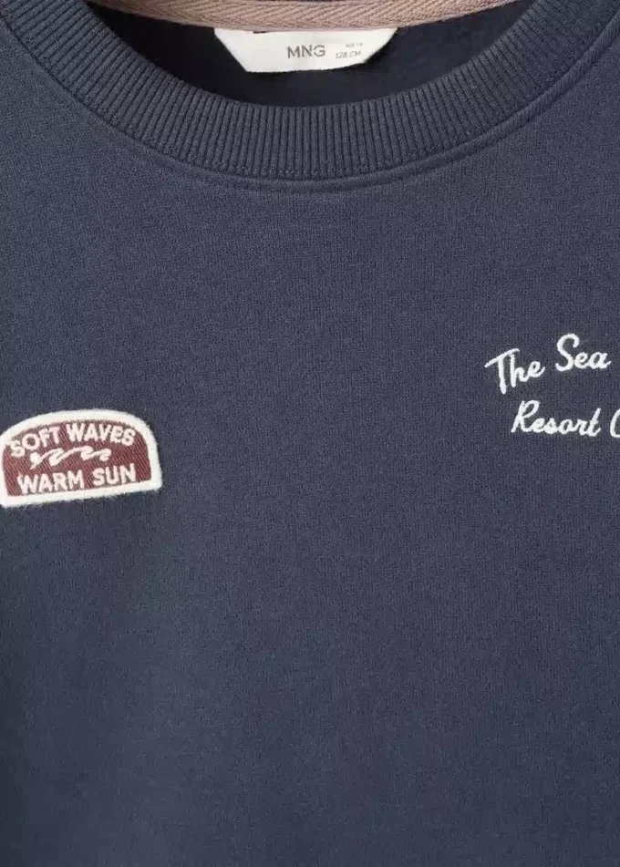 Felpa in cotone ricamata Felpa in cotone ricamata