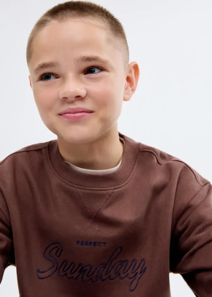 Felpa in cotone ricamata Felpa in cotone ricamata