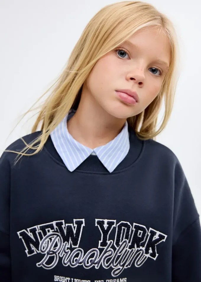 Felpa in cotone ricamata Felpa in cotone ricamata