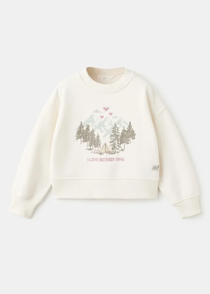 Felpa in cotone ricamata Felpa in cotone ricamata