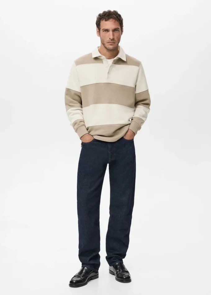 Felpa polo a righe Felpa polo a righe