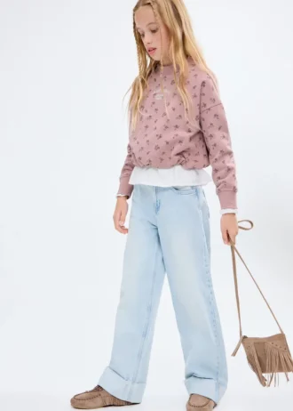 Felpa ricamata con motivo floreale