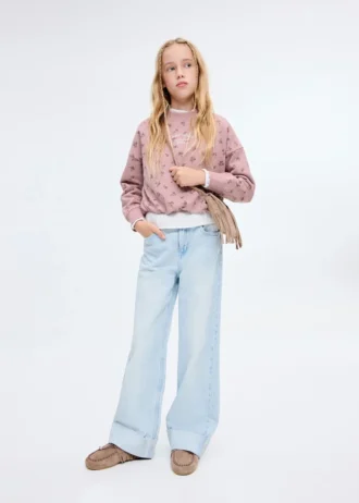 Felpa ricamata con motivo floreale