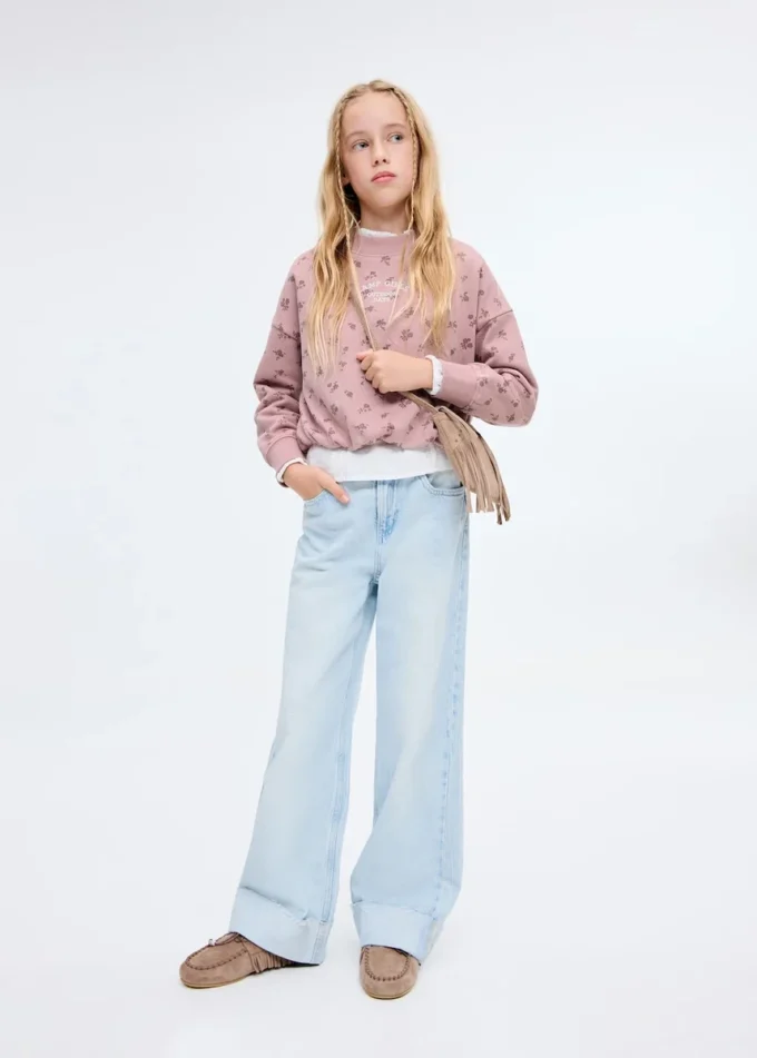 Felpa ricamata con motivo floreale Felpa ricamata con motivo floreale