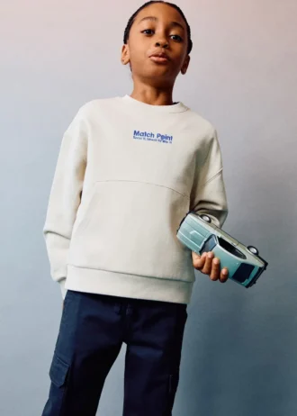 Felpa stampata ricamata