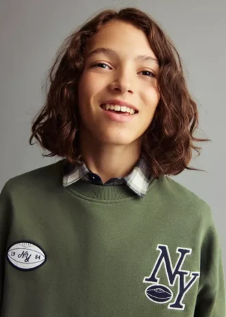 Felpa stampata ricamata