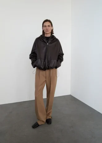 Giacca 100% pelle con cappuccio