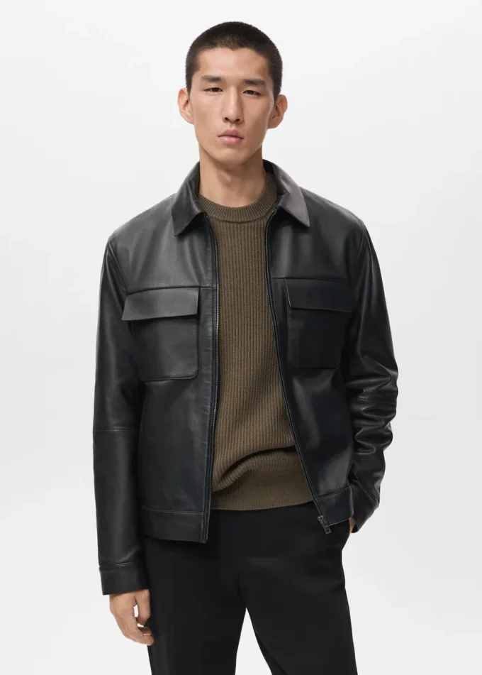 Giacca 100% pelle con tasche