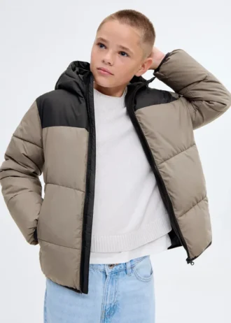 Giacca a vento bicolore trapuntata