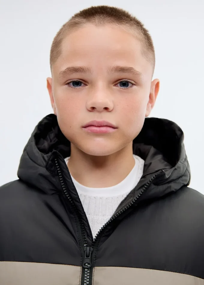 Giacca a vento bicolore trapuntata