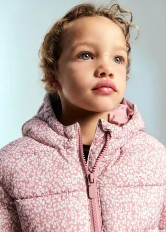 Giacca a vento con cappuccio e stampa floreale