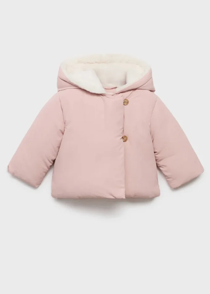 Giacca a vento con cappuccio effetto shearling Giacca a vento con cappuccio effetto shearling