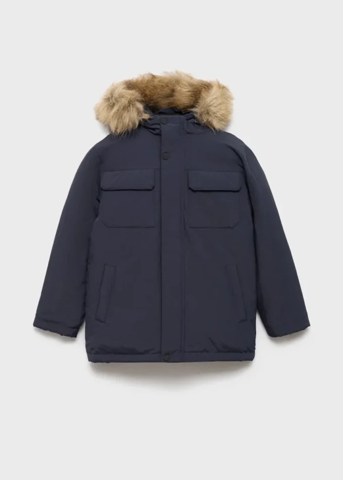 Giacca a vento con cappuccio effetto shearling Giacca a vento con cappuccio effetto shearling