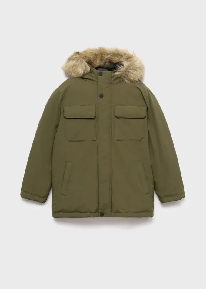 Giacca a vento con cappuccio effetto shearling Giacca a vento con cappuccio effetto shearling