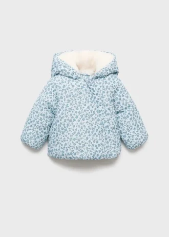 Giacca a vento con stampa floreale effetto pelliccia