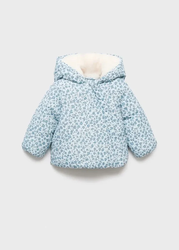 Giacca a vento con stampa floreale effetto pelliccia