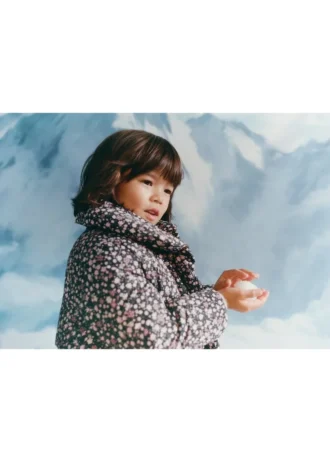 Giacca a vento con stampa floreale effetto pelliccia